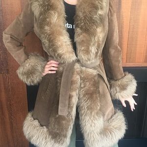 Vintage 1970’s suede jacket with faux fur trim